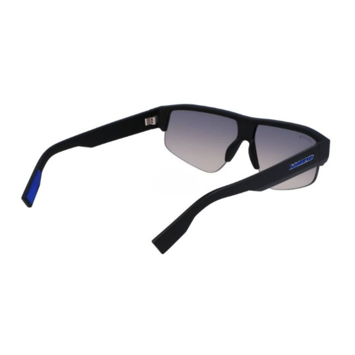 "Get Lacoste 6003S 002 Rectangle Sunglass for women at Optorium. UV protection, blue flash mirror lens. Black or blue temple color."