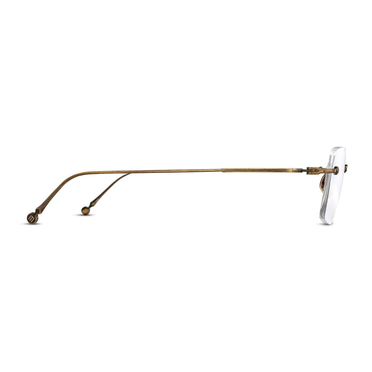 Japanese Matsuda M5008 AG square rimless eyeglasses in Antique Gold