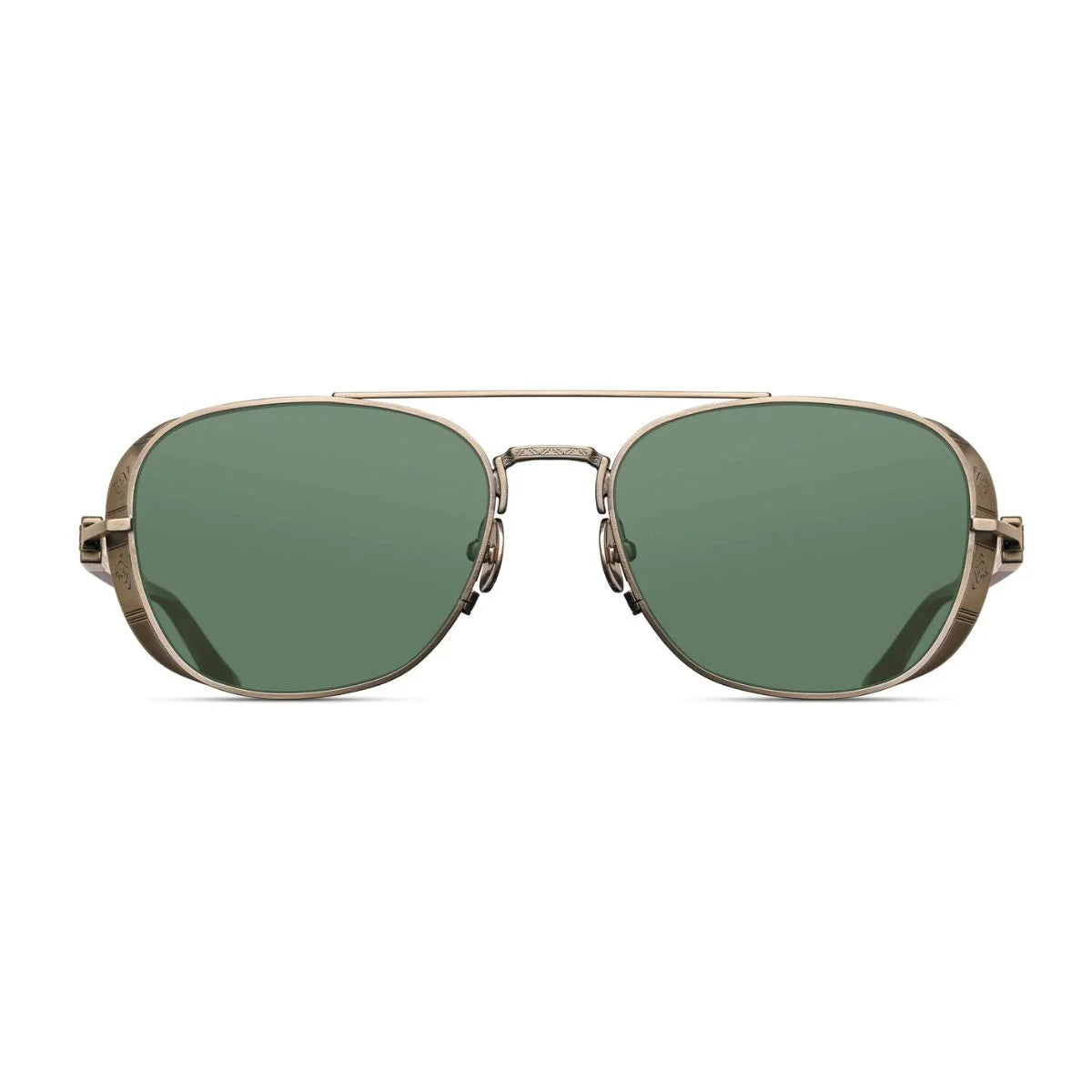 Matsuda M3115 AG-DTO antique gold aviator sunglasses with green lenses