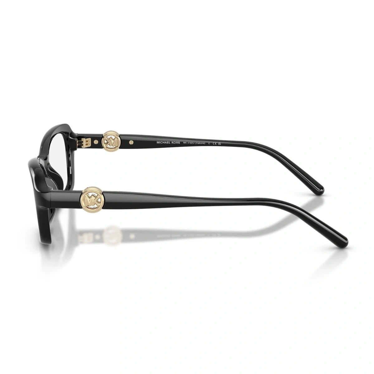 Premium Michael Kors Hakone black cat eye optical frame with gold MK logo temples
