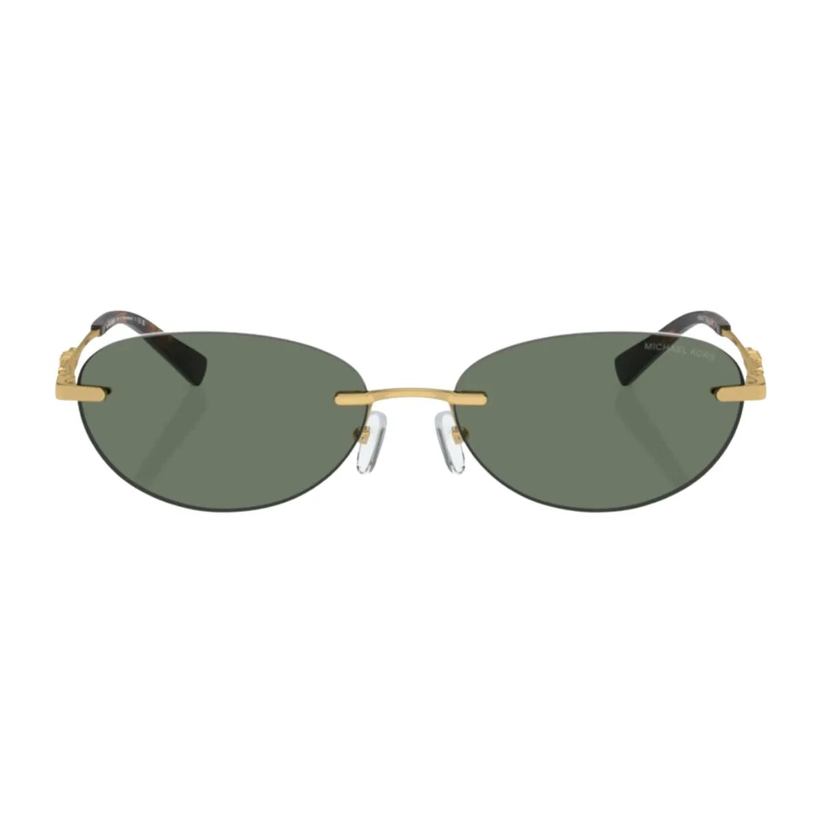 Michael Kors MK 1151 18963H rimless sunglasses with green lenses at Optorium