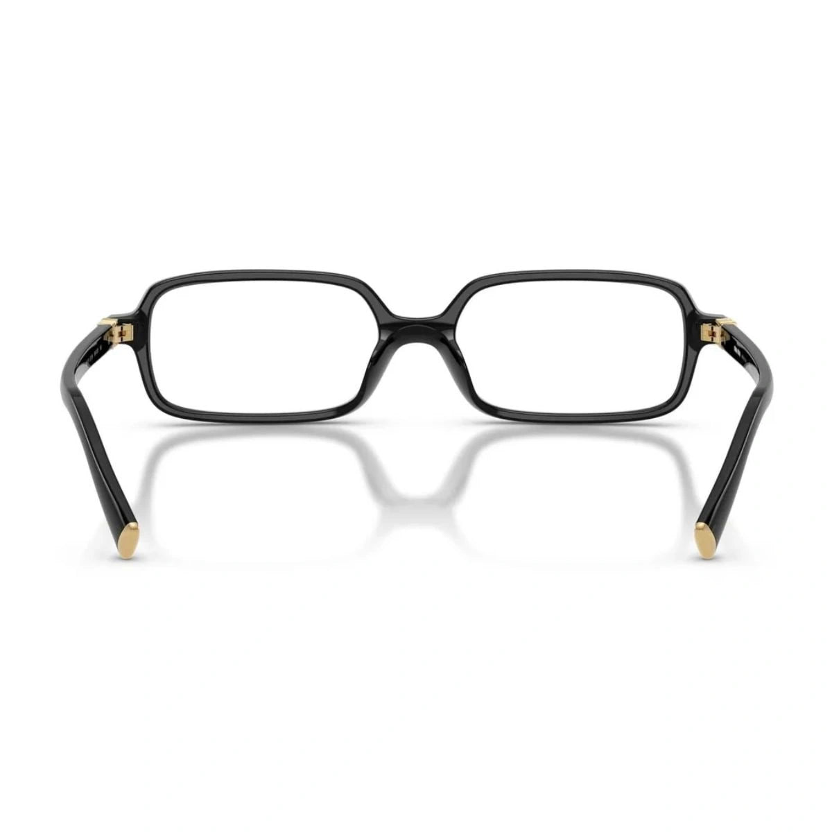 Miu Miu Designer Black Rectangle Eyeglasses with Gold Hinge Accents