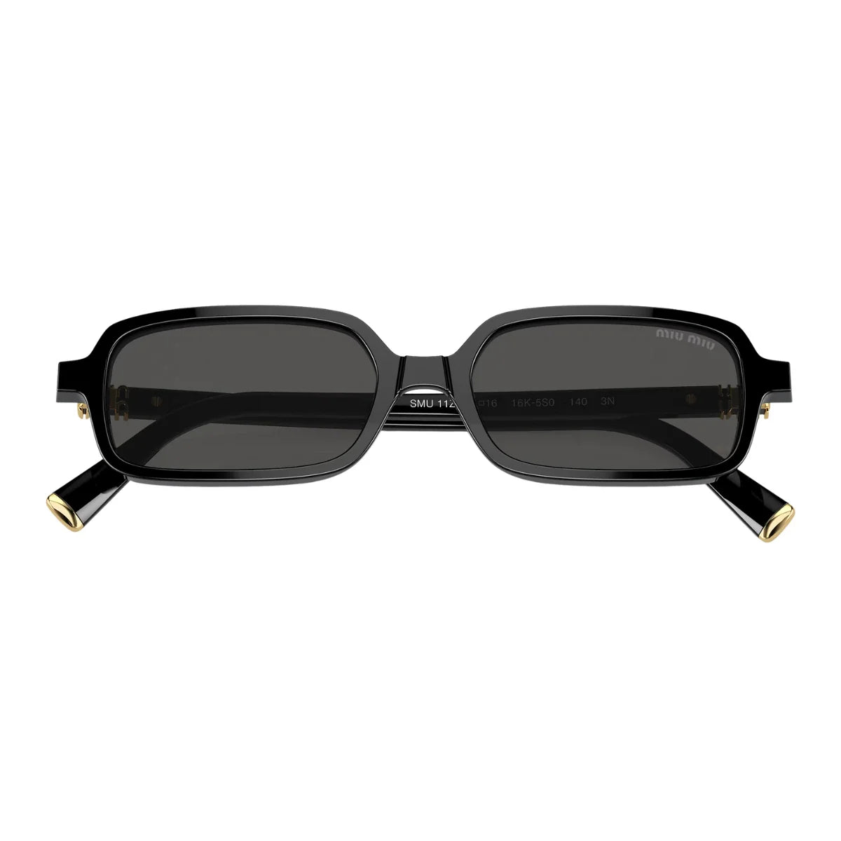 luxury Miu Miu shades SMU 11Z 16K-5S0 in black color, high-end Miu Miu rectangle sunglasses with UV protection lenses, trending designer eyewear and fashion goggles for women from optorium.