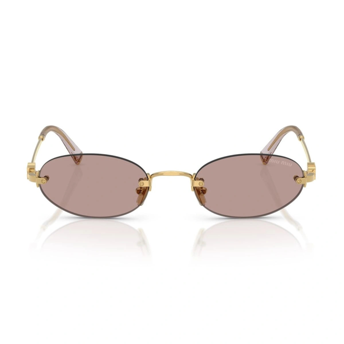 Miu Miu SMU A54 pink rimless oval sunglasses front view