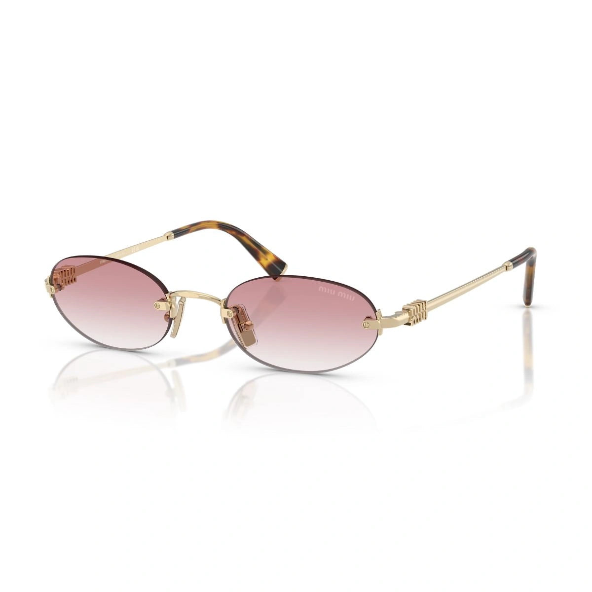 Luxury Miu Miu rimless sunglasses with pink UV protection