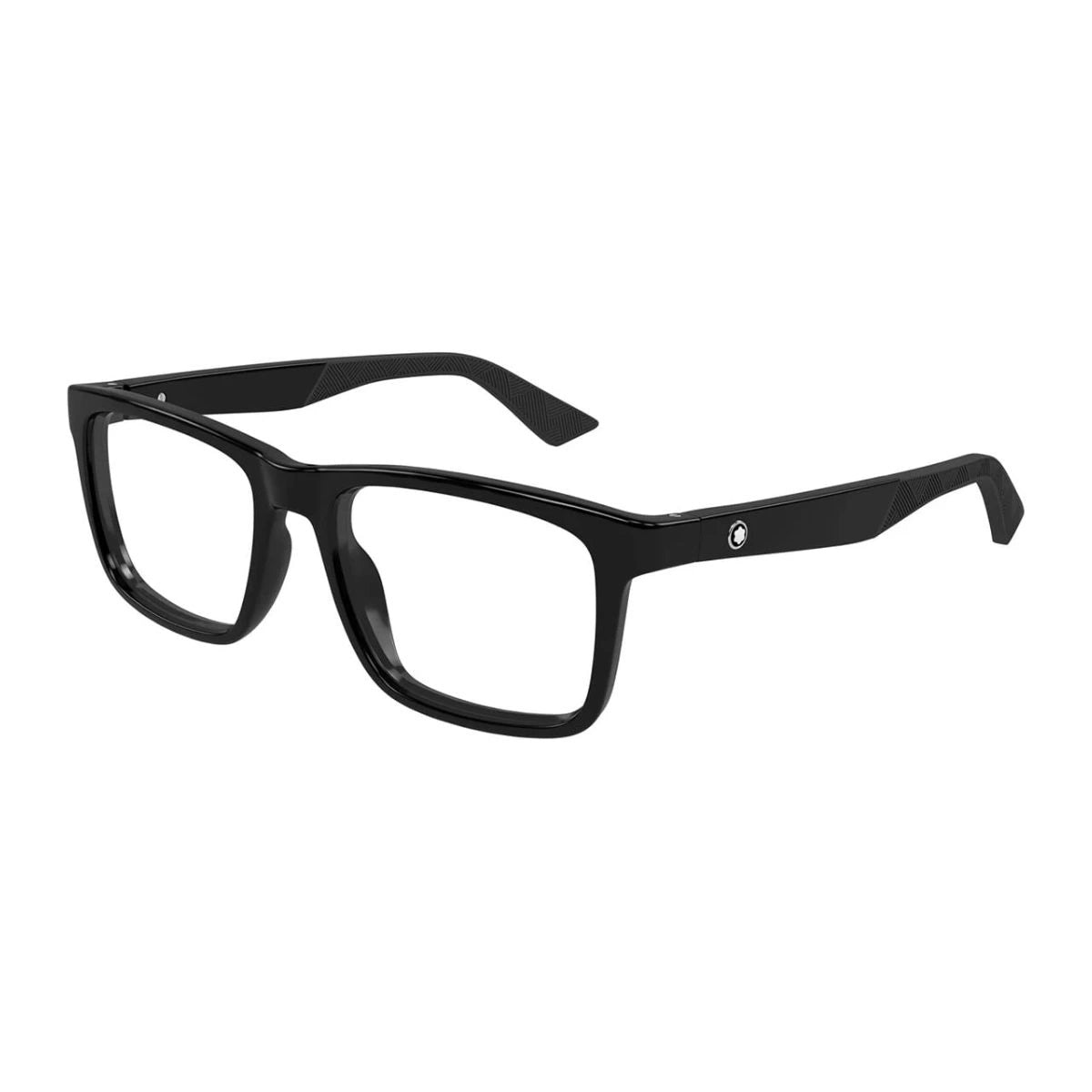 Stylish Mont Blanc rectangle-shaped black prescription glasses MB0434O 001 at Optorium