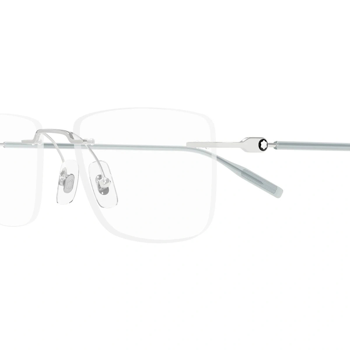 Montblanc premium square eyeglasses with transparent temple tips