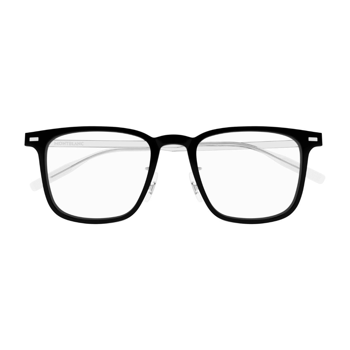 Montblanc MB0395ON 001 black square acetate spectacles with metal temples