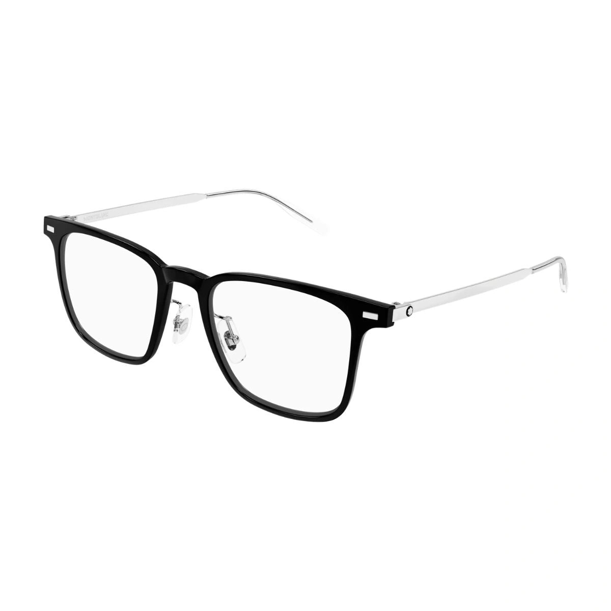 Luxury Montblanc square optical frame with silver metal temples and star logo