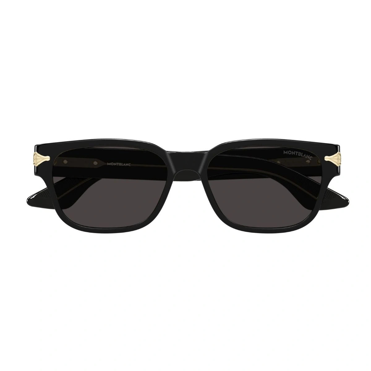 Montblanc MB0479S 001 black rectangular sunglasses with grey lenses