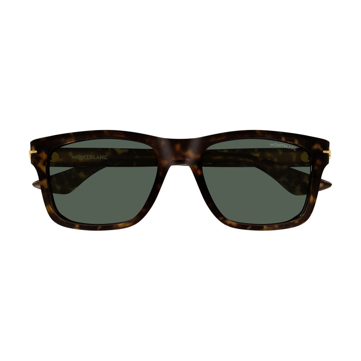 "Montblanc 0263/S 002: Black Havana Square Sunglasses for Men at Optorium. Stylish, full-rim sunglasses with green polycarbonate lenses for UV protection. Shop now at Optorium!"