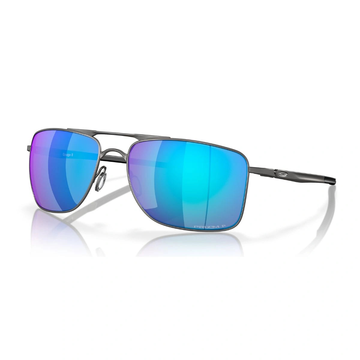 Featuring Oakley Gauge 8 matte gunmetal rectangular sunglasses with UV care
