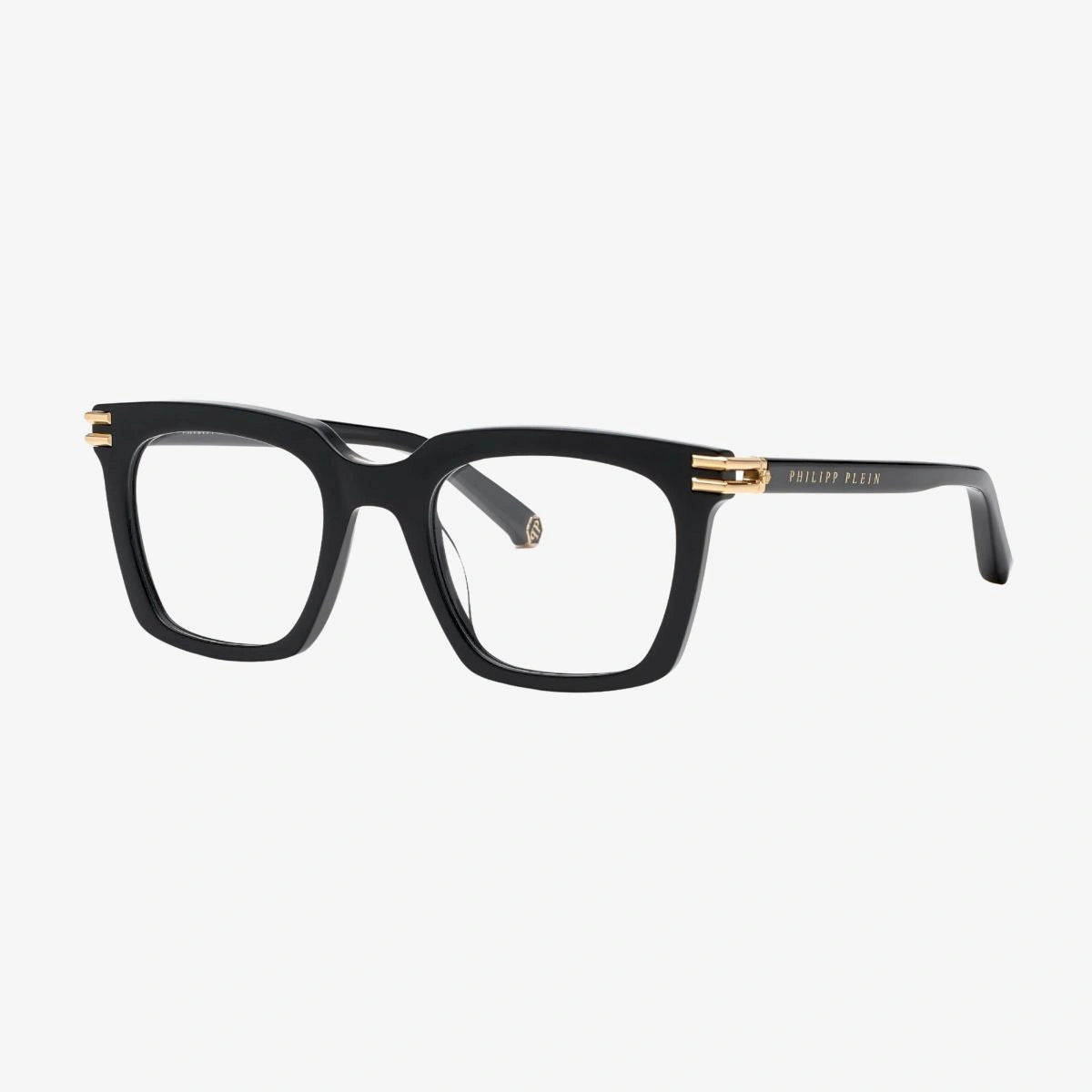 PHILIPP PLEIN VPP115 0700 black square designer eyeglasses with gold accents