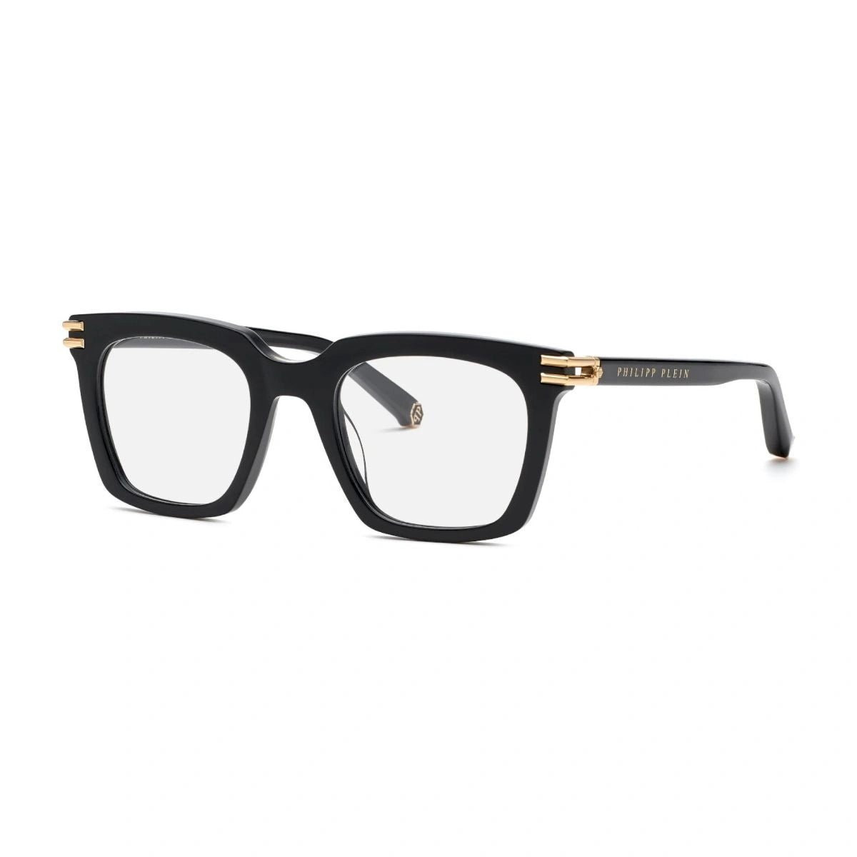 PHILIPP PLEIN VPP115 0700 black square designer eyeglasses with gold accents