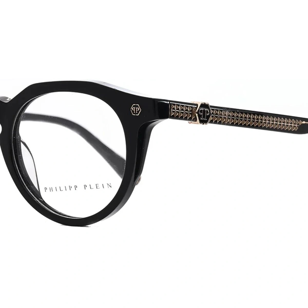 Luxury prescription eyeglasses Philipp Plein pyramid stud detail temples