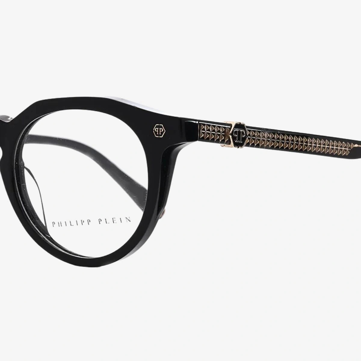 Luxury prescription eyeglasses Philipp Plein pyramid stud detail temples