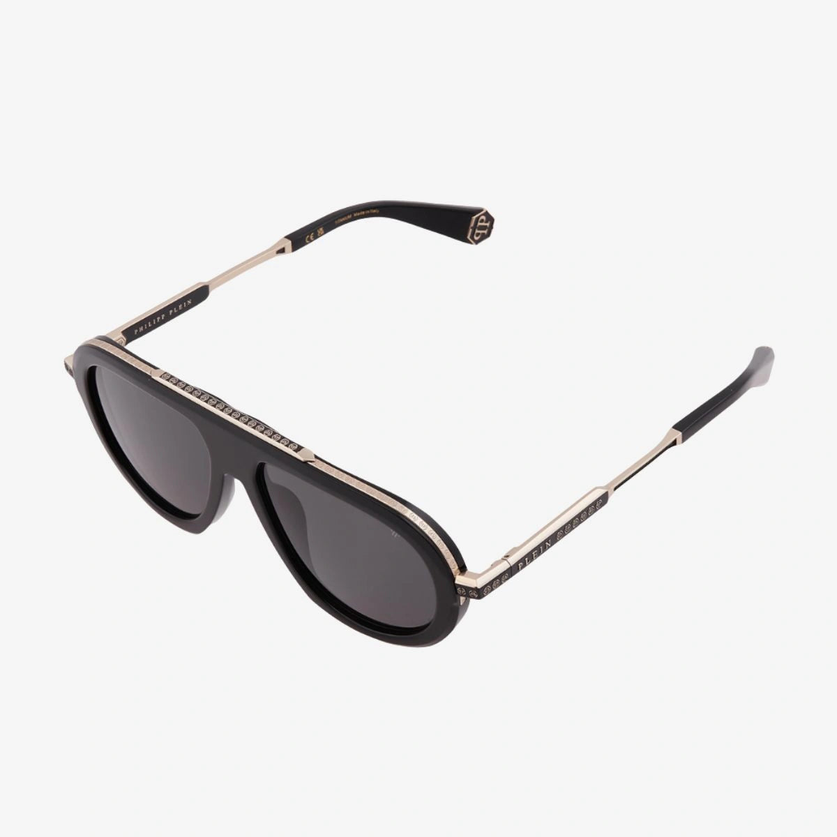 Black Gold Full Rim SPP151 0700 Aviator Shades with Signature PP Logo
