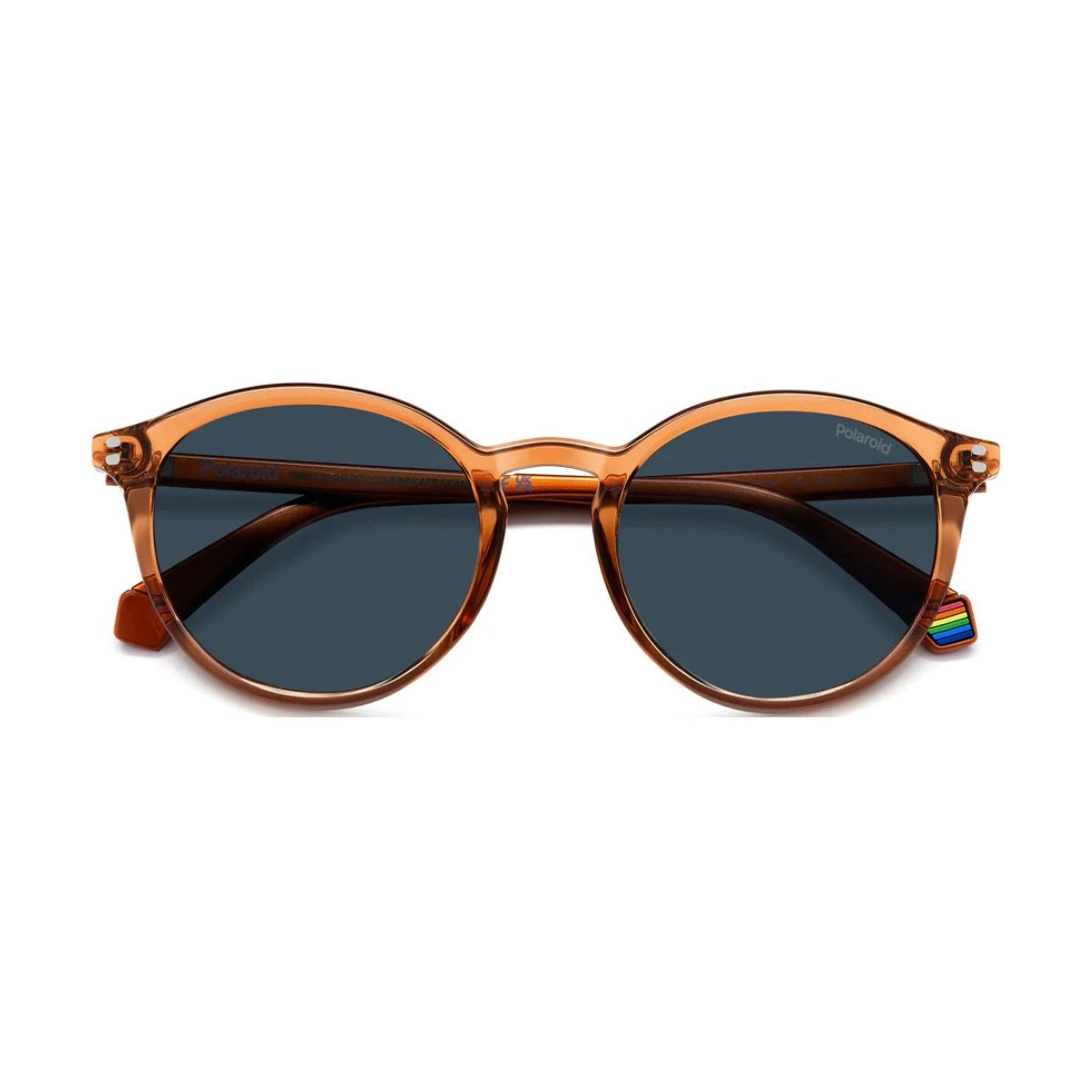 tylish Polaroid round sunglasses lightweight brown frame