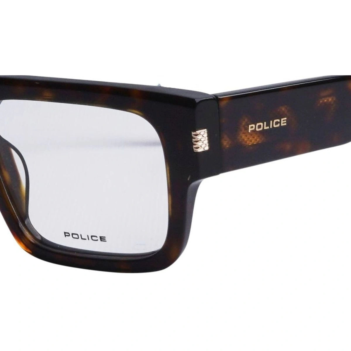 Police VPLP18 0722 designer square eyeglasses in Havana colour at Optorium India