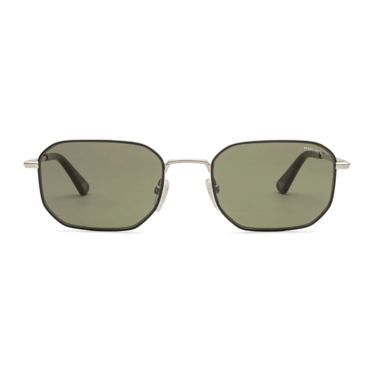 Premium Police Shield SPLW11K 300A green lens sunglasses men at Optorium