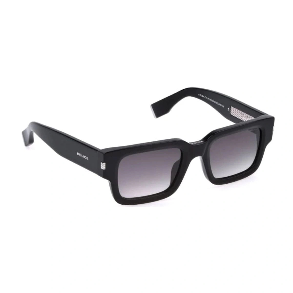 Police square acetate sunglasses with silver logo temple detailing
