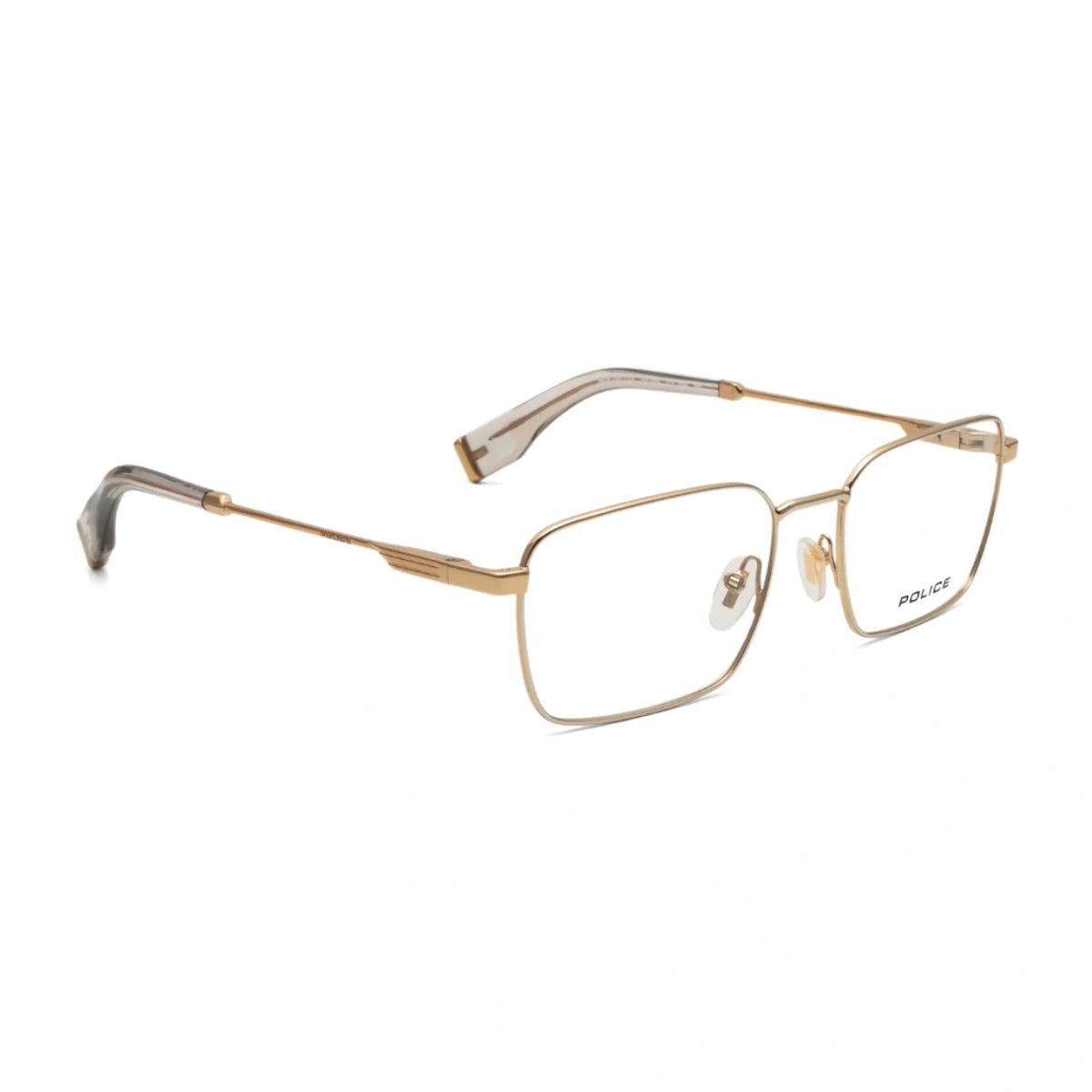 Premium Police VPLV93K 0544 gold rectangular optical frame with grey temple tips