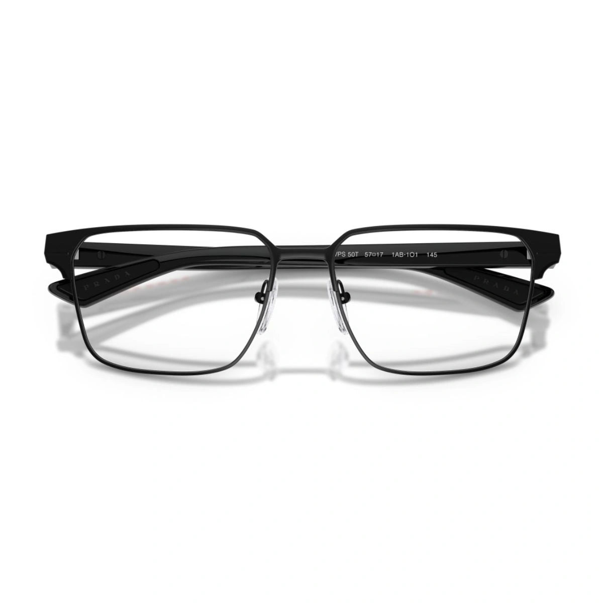 Prada Linea Rossa unisex black metal square optical eyeglasses at Optorium
