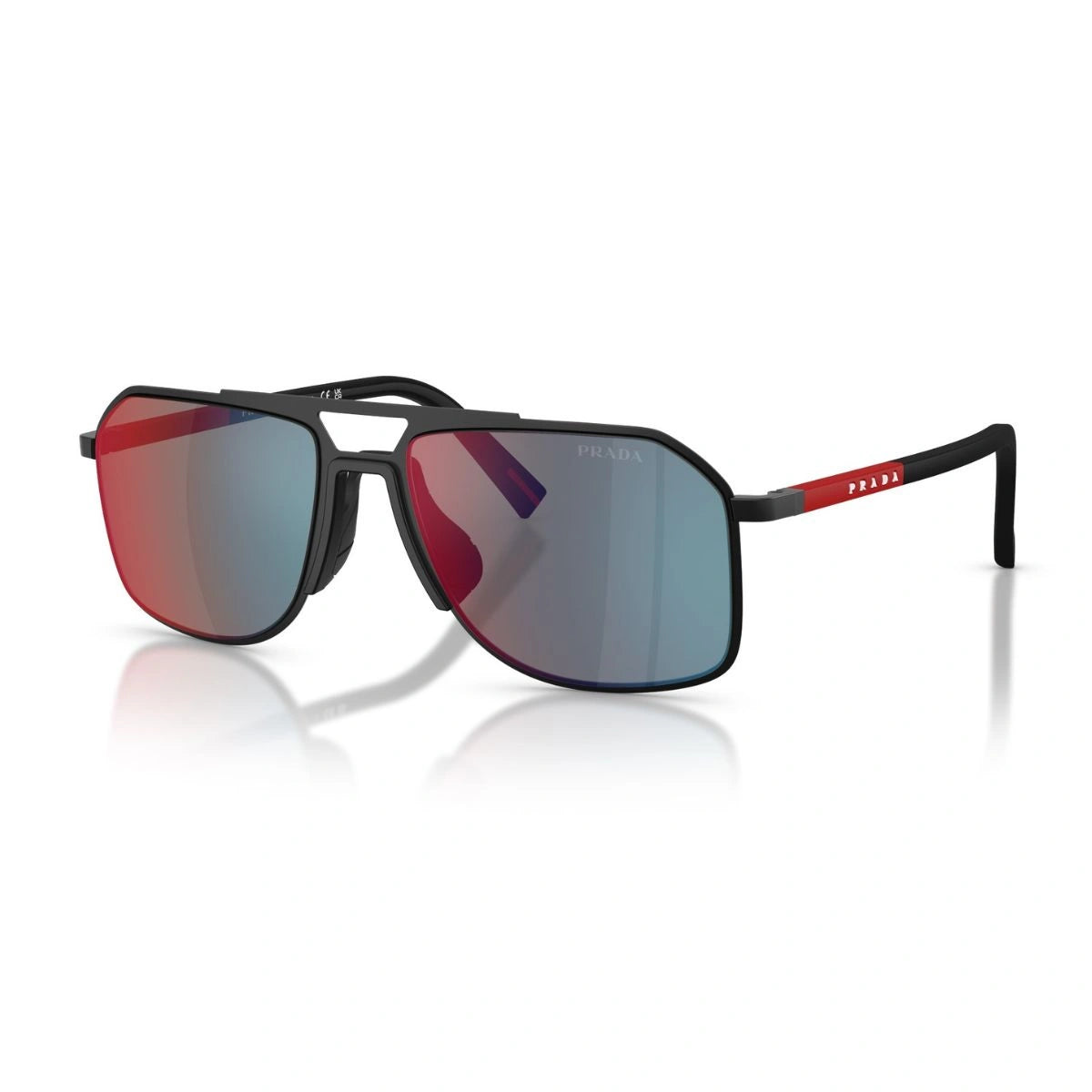Prada Linea Rossa UV protection aviator sunglasses with logo temples