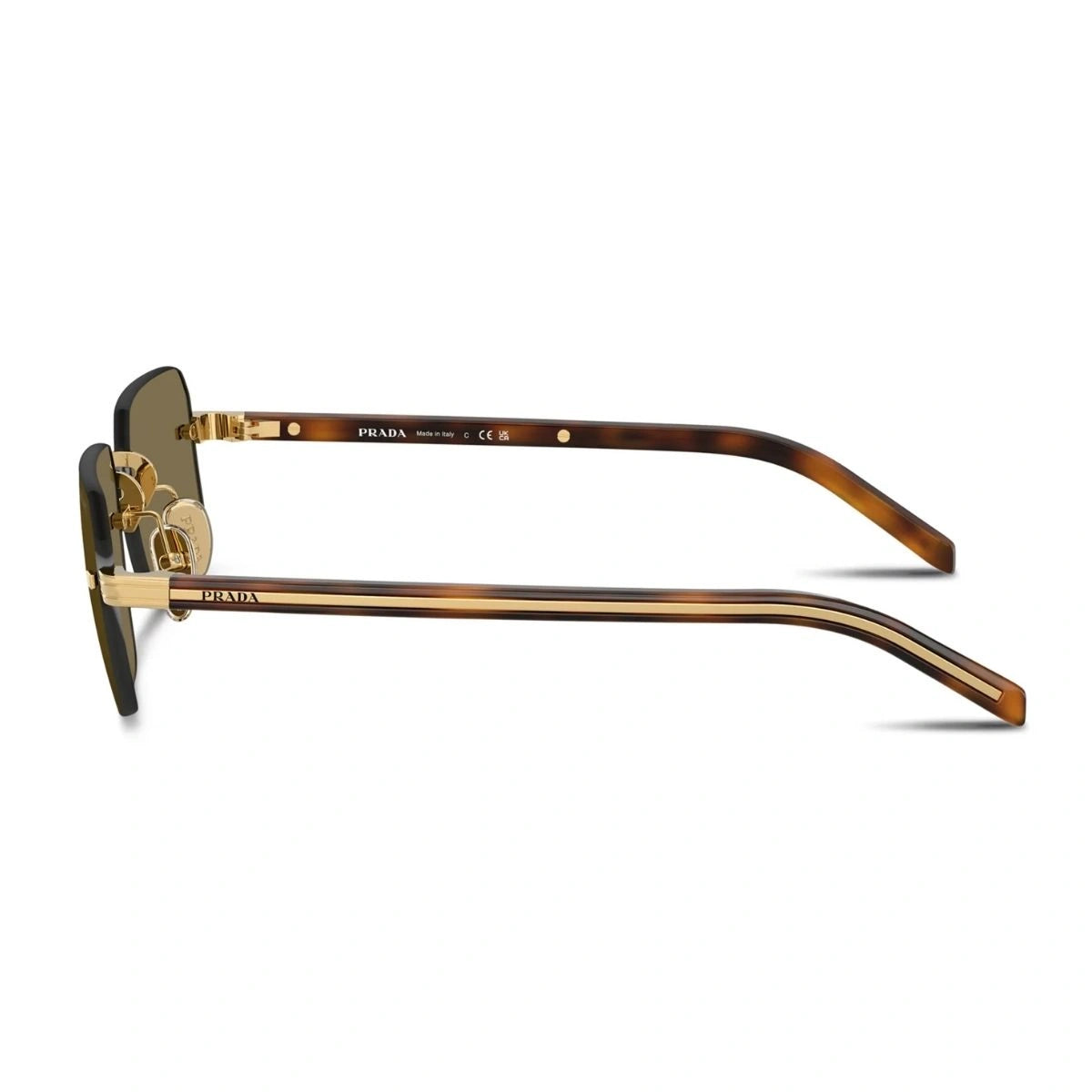 Authentic Prada 5AK-90F gold rimless rectangular designer sunglasses online