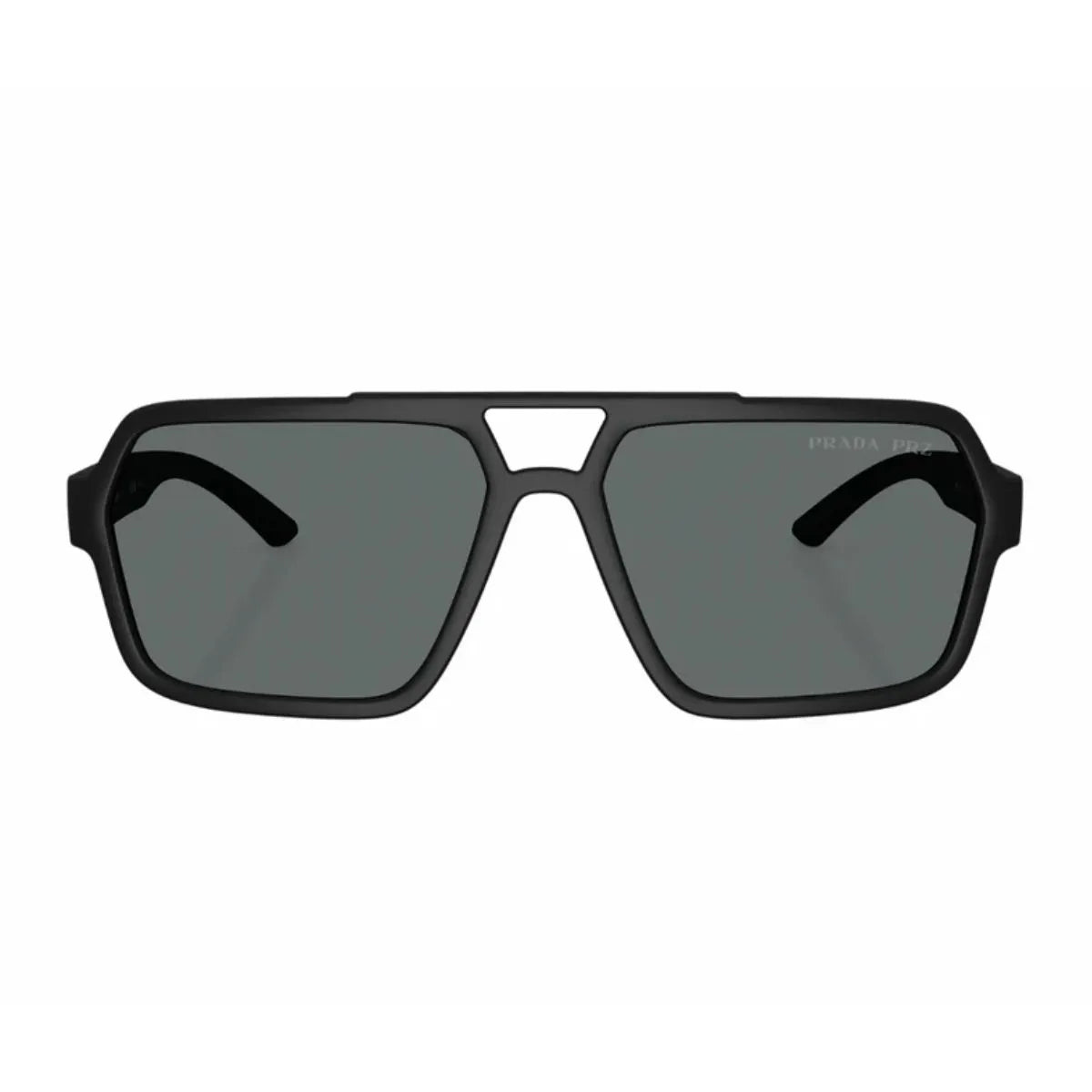 Branded Prada Linea Rossa SPS A06 DG0-02G black polarized sunglasses with grey lenses at Optorium
