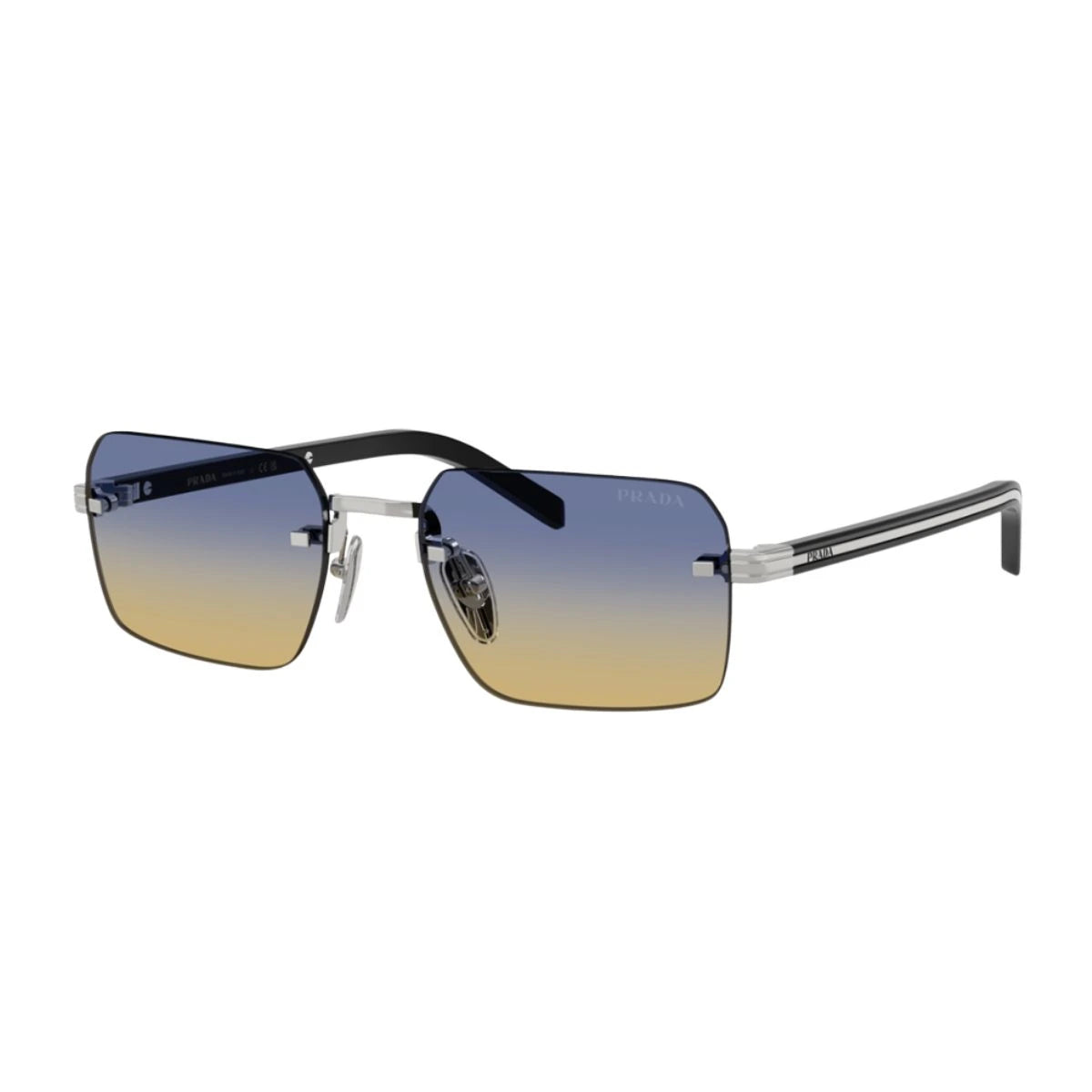 Stylish Prada men rimless shades SPS D55 1 BC-50E with UV protection lenses at Optorium