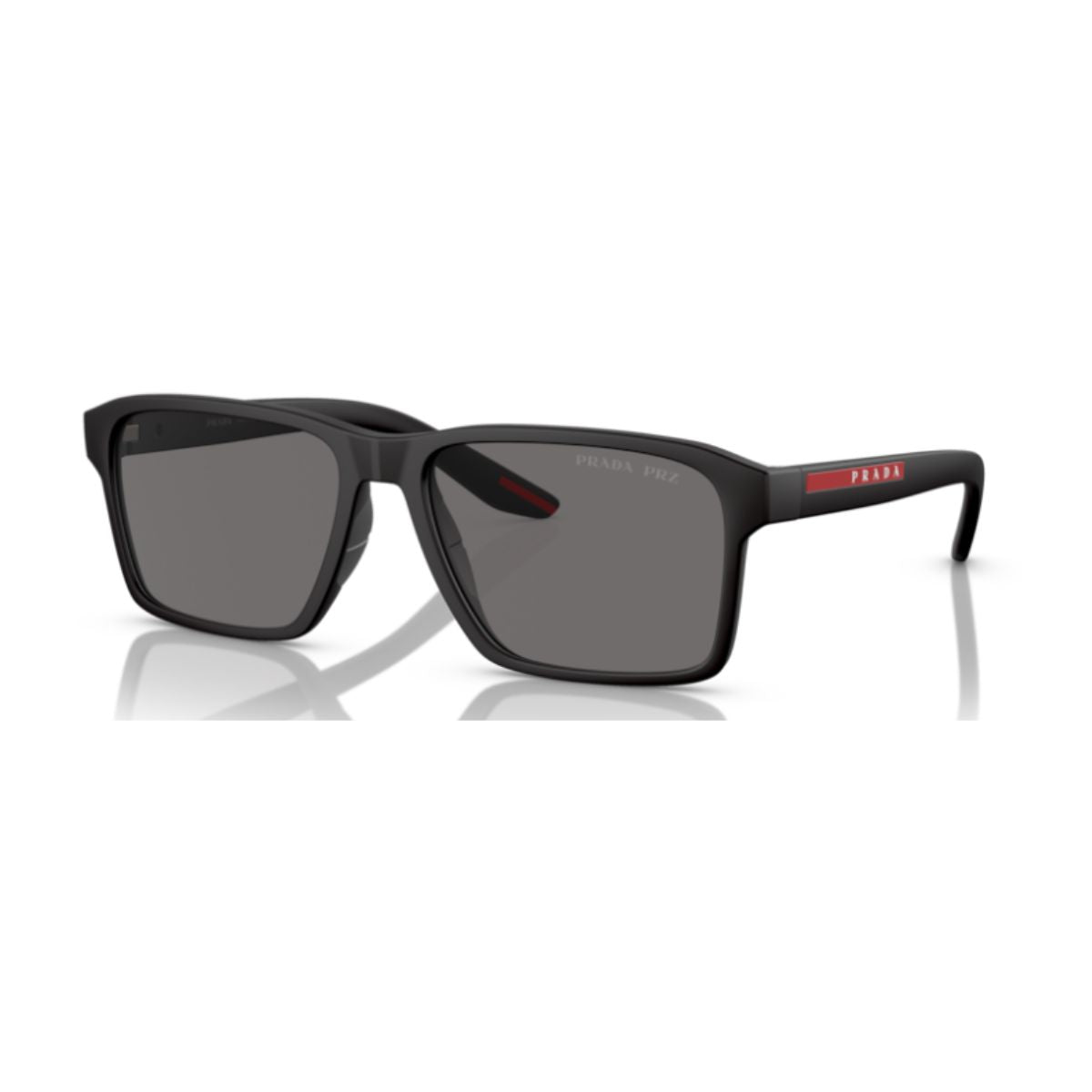 "Shop Prada SPS05Y DGO-02G 58 sunglasses at Optorium, perfect for women seeking a chic and sophisticated look with their block grey square frames."