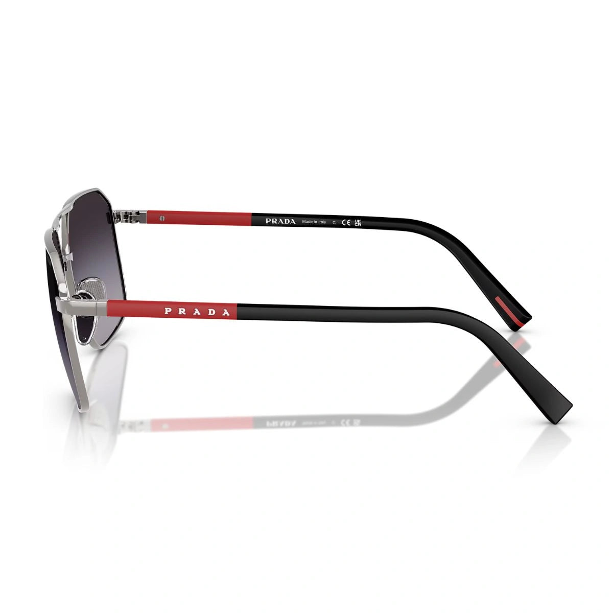 Prada men's grey gradient UV protection aviator sunglasses with premium metal frame