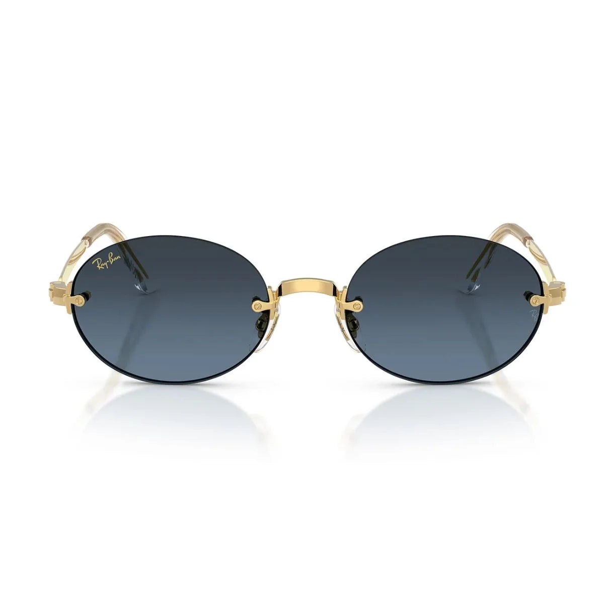 Polished Arista Gold Ray-Ban RB3929 sunglasses with blue gradient lenses