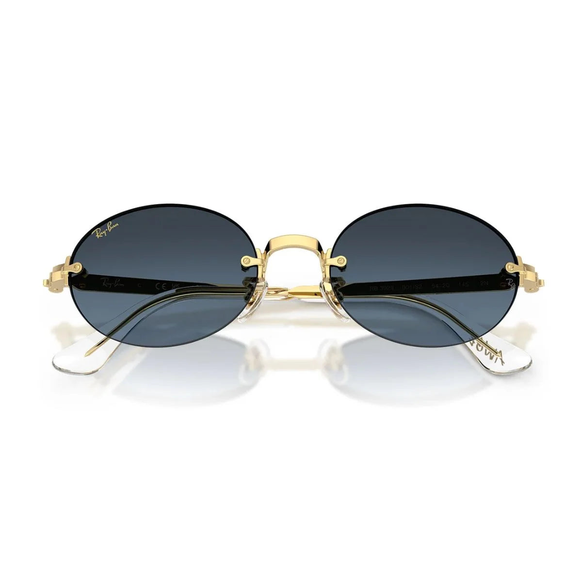 Rimless Ray-Ban RB3929 oval sunglasses with adjustable gold nose bridge
