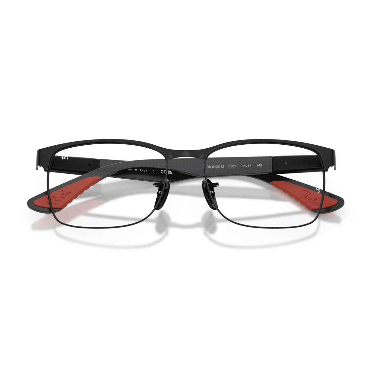 Ray-Ban RB8425-M F002 black metal prescription frame with Ferrari logo for men