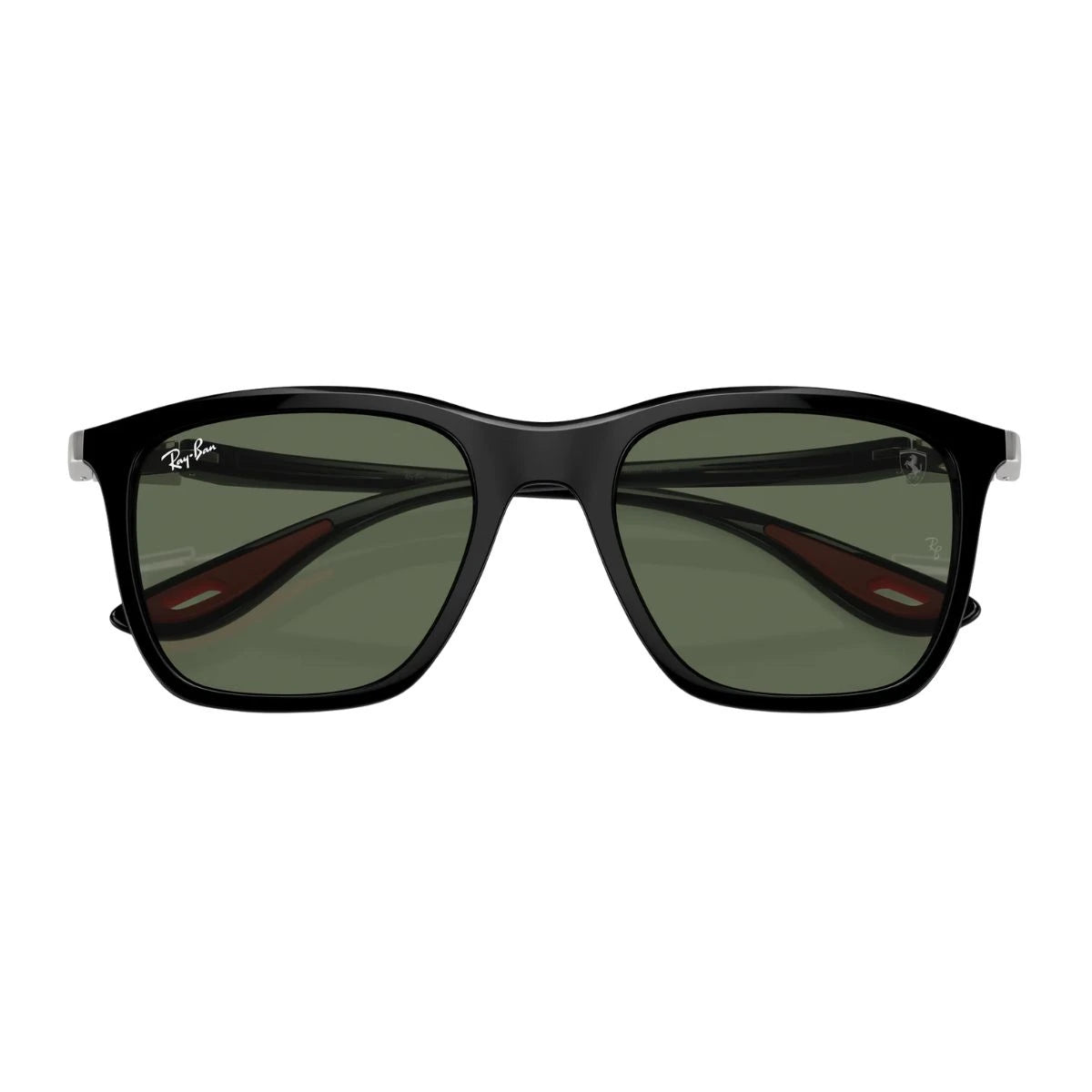 Stylish Ray-Ban sunglasses RB4433-M F601/71 with dark green lenses and black red temples at Optorium