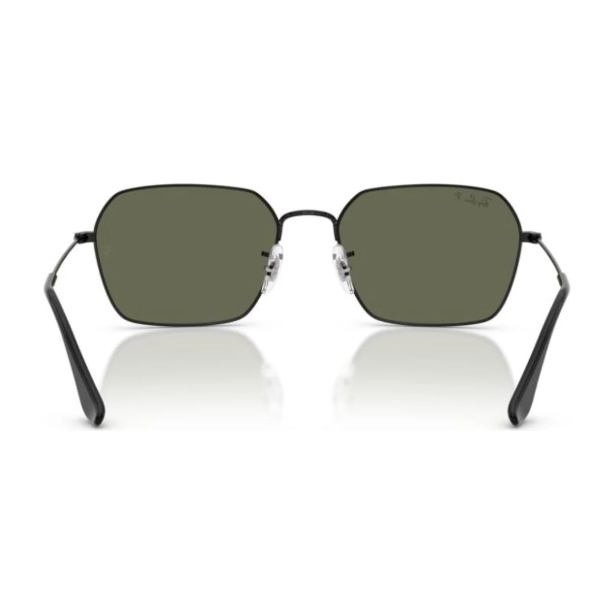. Ray-Ban RB3800I black metal square sunglasses with green polarized lenses