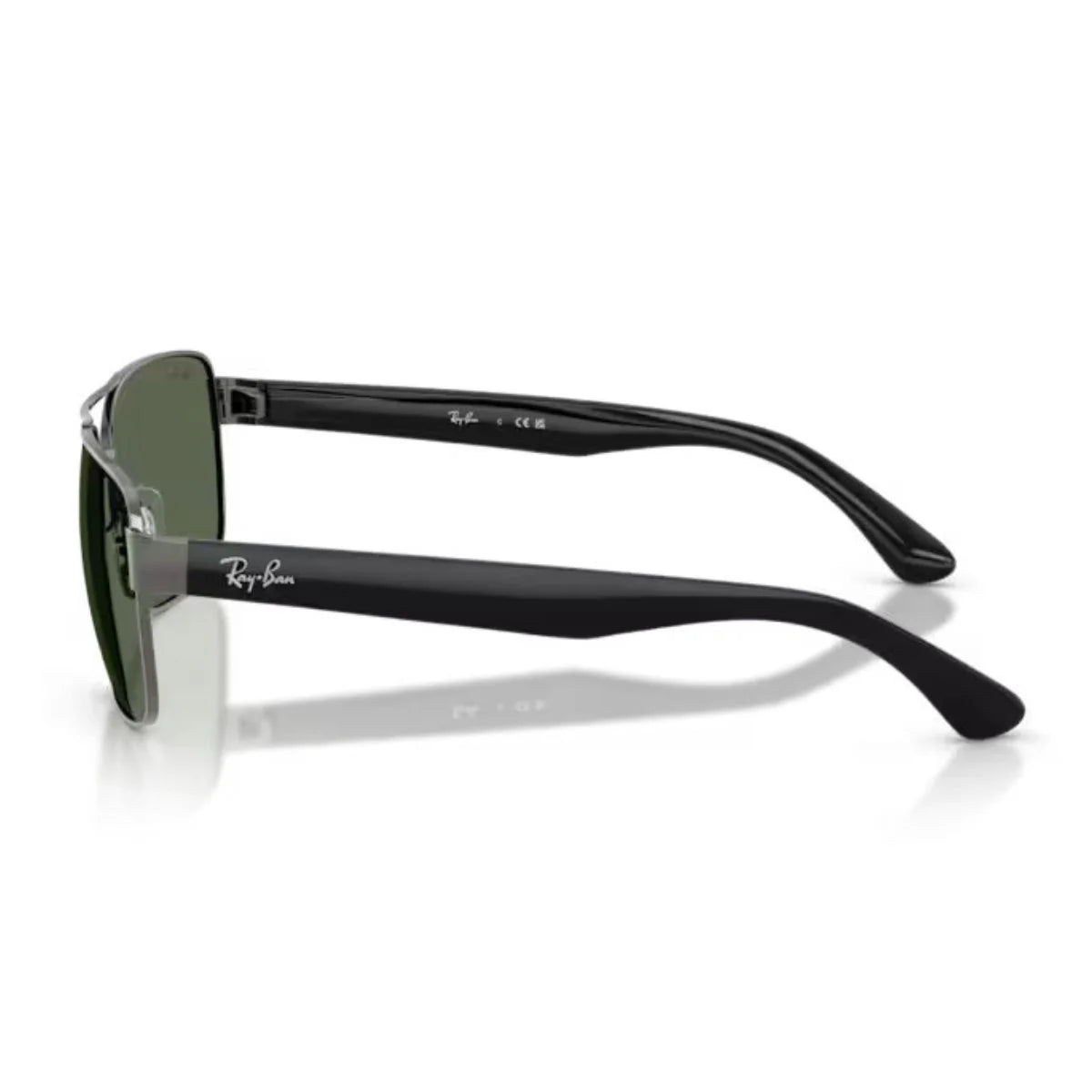 Ray-Ban RB3801I gunmetal square sunglasses with green UV-protection lenses