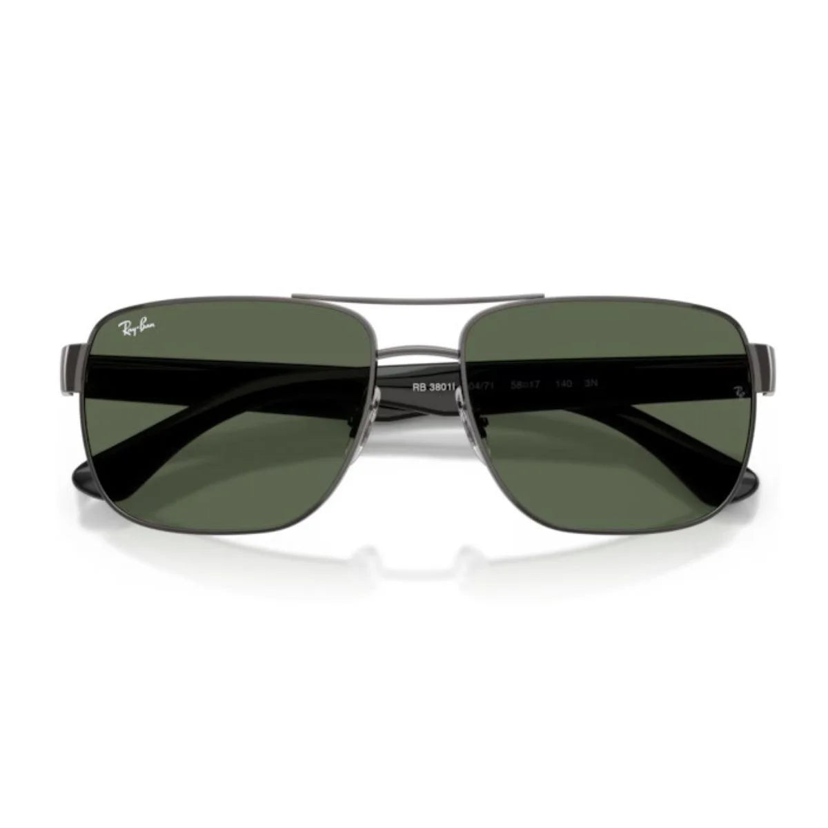 Authentic Ray-Ban RB3801I square shades with green lenses and metal frame