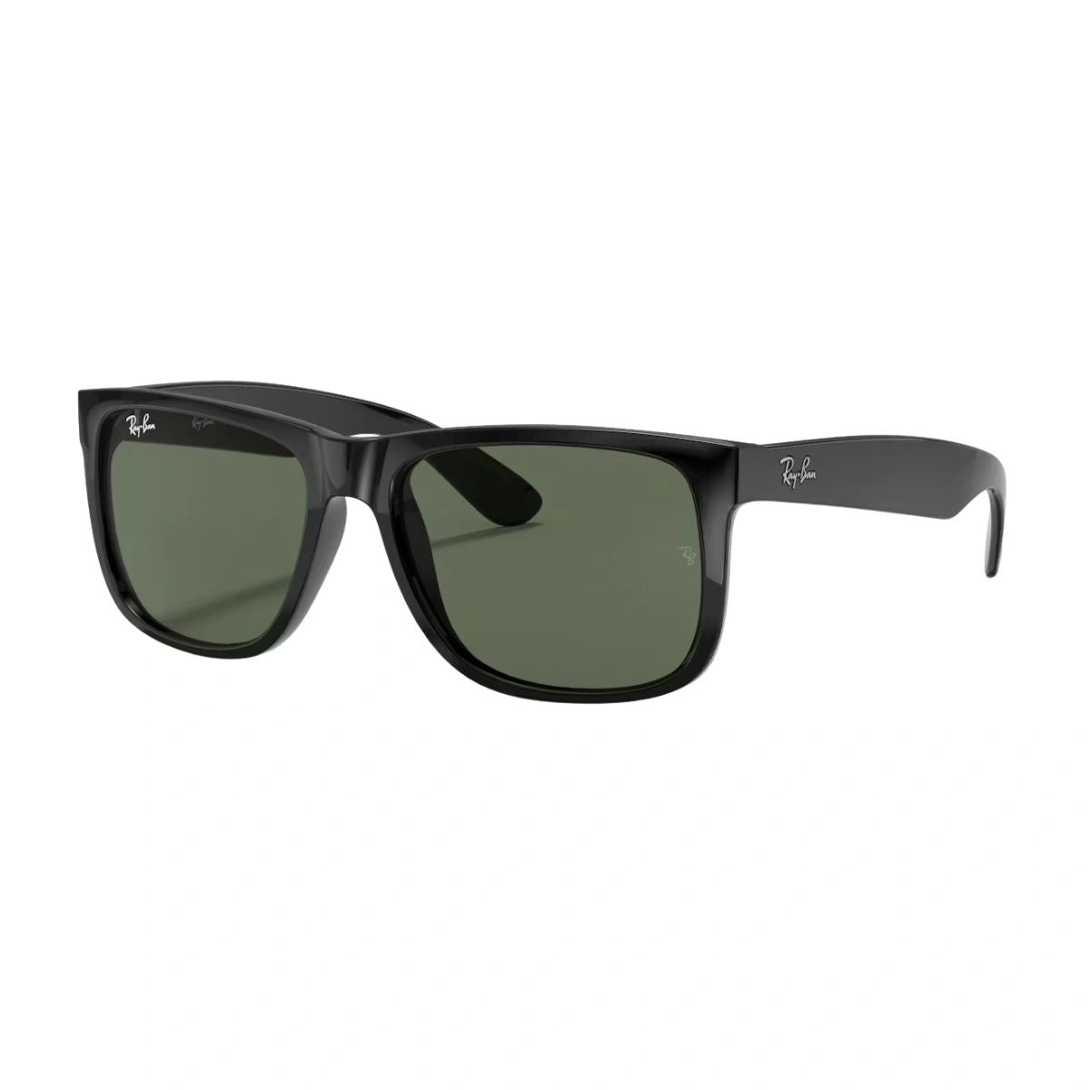 Unisex Ray-Ban shades black frame light green lenses detail