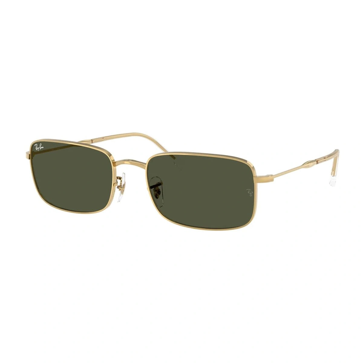 Authentic Ray-Ban RB3746 unisex gold metal sunglasses with green crystal lens