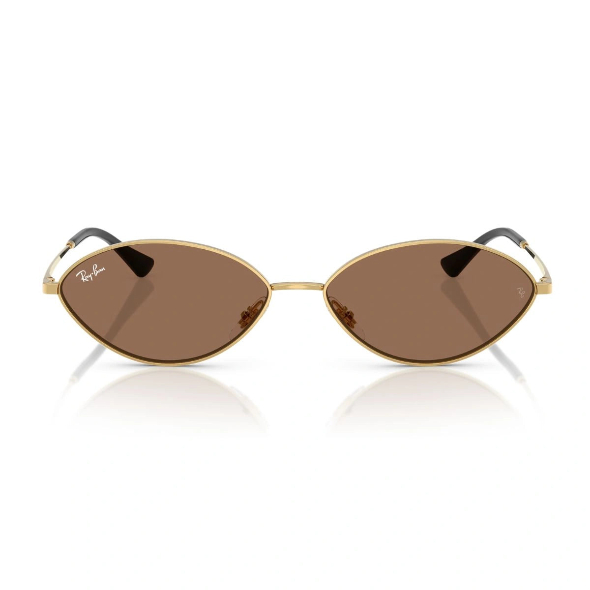 Ray-Ban RB3757 gold metal oval sunglasses with brown lenses
