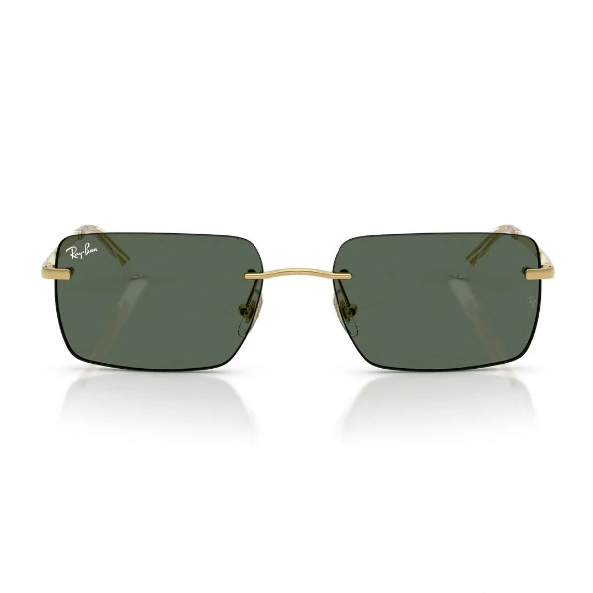 Ray-Ban RB3786I gold rimless sunglasses with green UV lenses