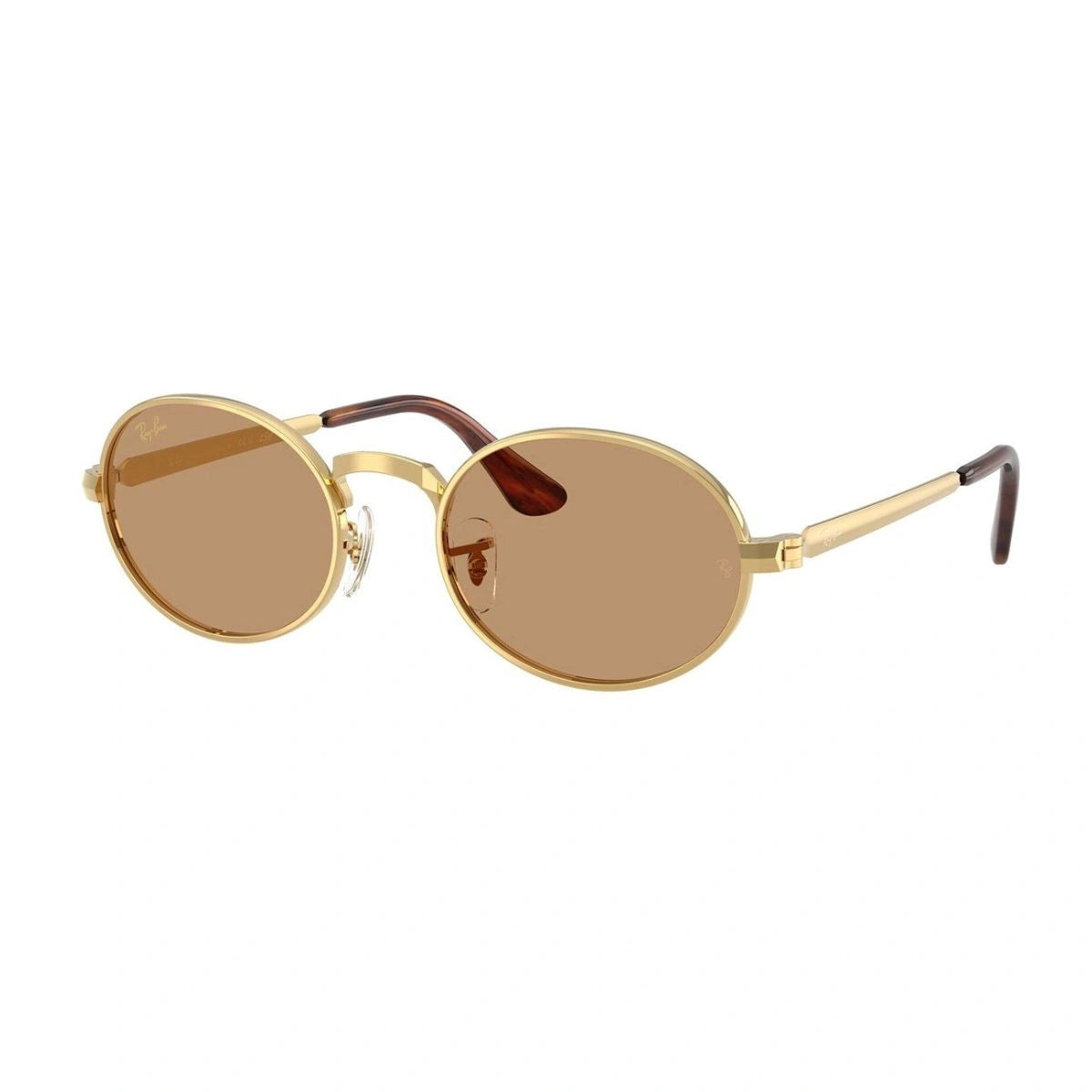 Authentic RayBan RB3931 gold metal oval designer sunglasses with brown lenses