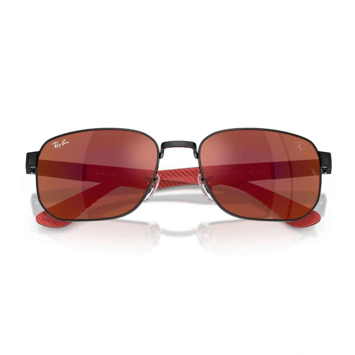 Italian-made Ray-Ban Ferrari sunglasses with red mirror lens design