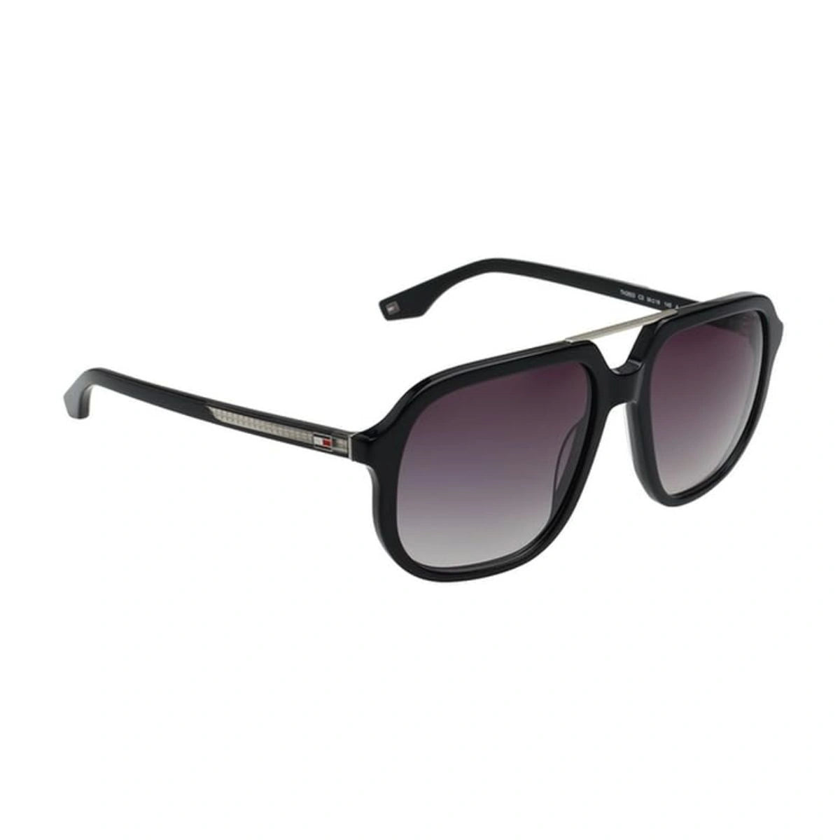 Luxury Tommy Hilfiger TH2653 C3 men's black gradient shades with gold logo temples