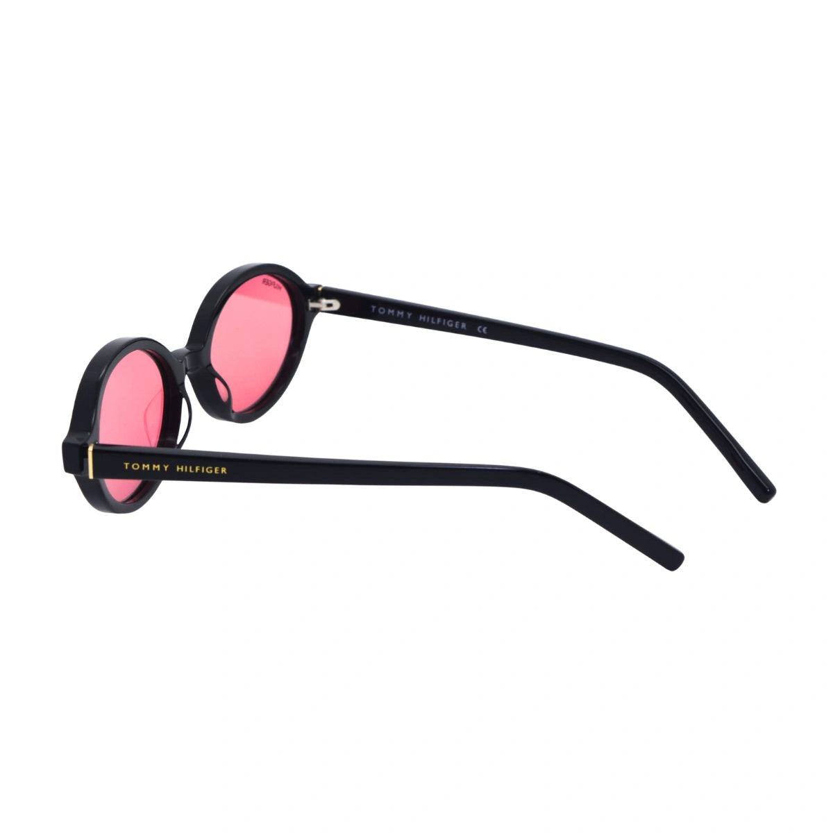 Modern Tommy Hilfiger TH7220 C3 premium black acetate sunglasses with red tinted lenses