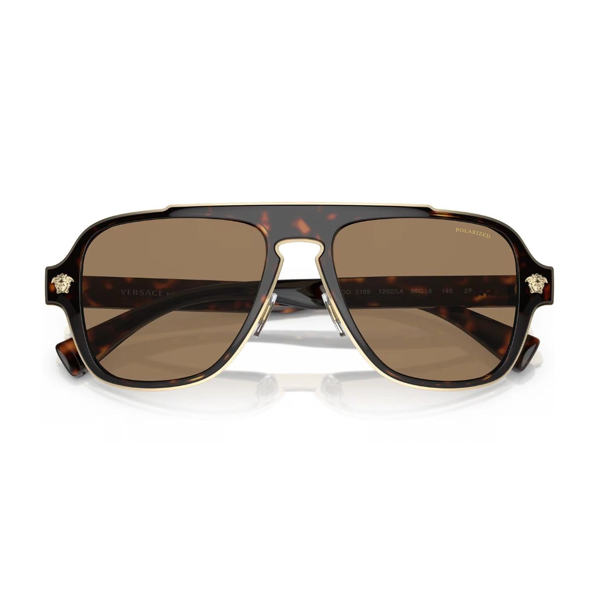 Luxury Versace MOD.2199 Havana acetate sunglasses with gold metal frame front