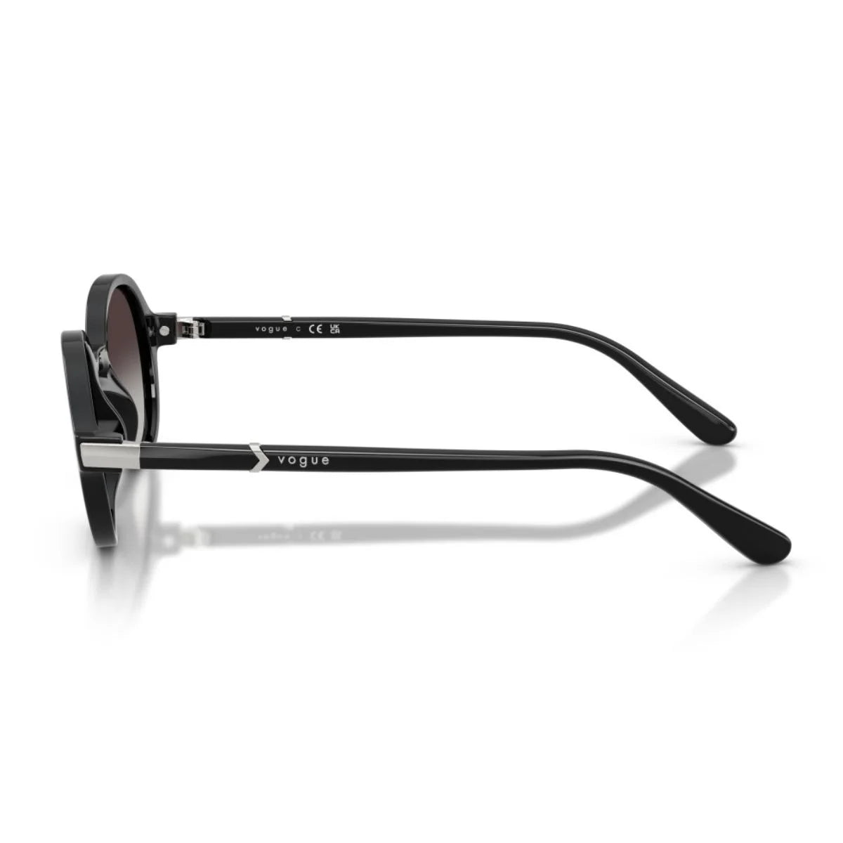 Glossy black Vogue VO 5692S women’s sunglasses with silver temple accents